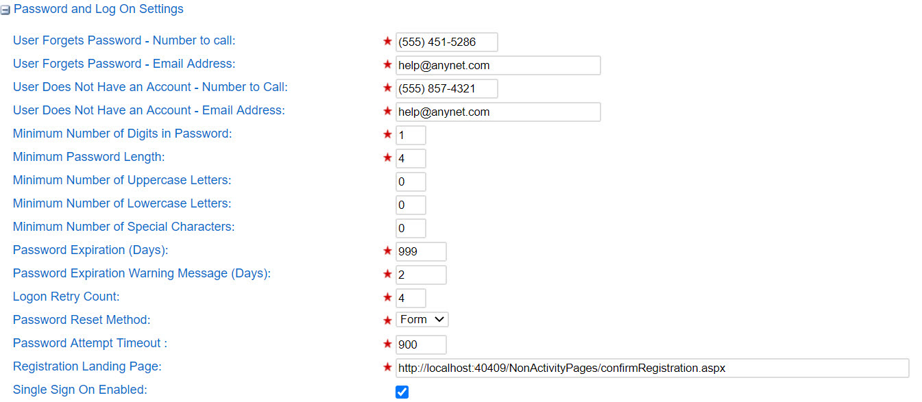 An image showing password and log on settings