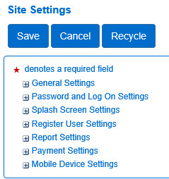 An image showing the site settings page